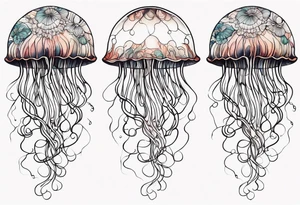 Delicate jellyfish long thin tattoo idea