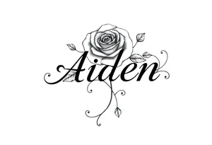The name Aiden with a rose and 
Swirls and vines tattoo idea