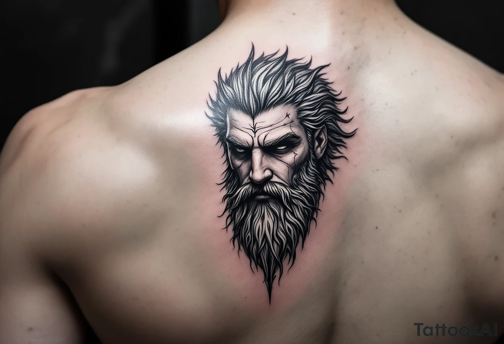 Poseidon with trident tattoo idea