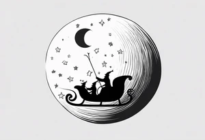 Santa flying across the moon with his sleigh tattoo idea