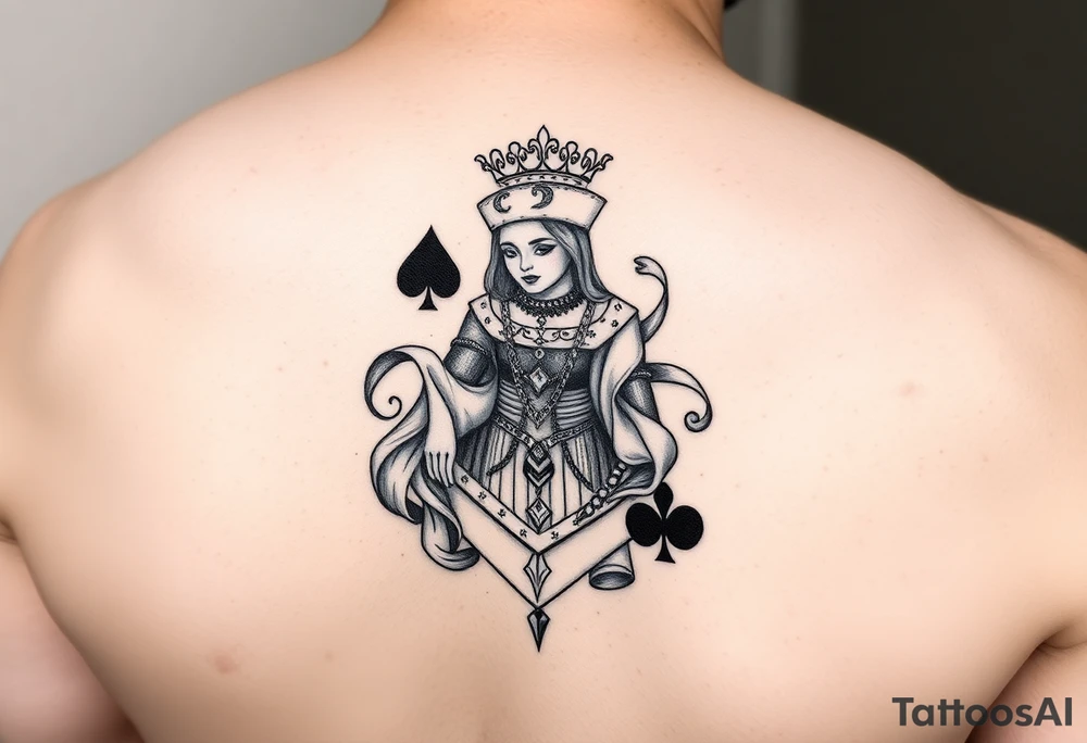 Queen of spades hip tattoo idea