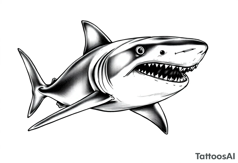 hammerhead-shark with open mouth. tattoo idea