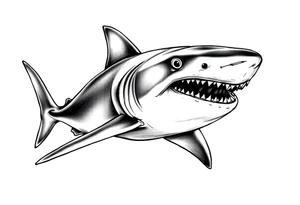 hammerhead-shark with open mouth. tattoo idea