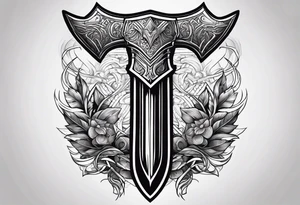 Valhalla sword shield axe tattoo idea
