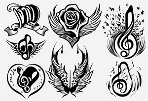 music stave hearth tattoo idea