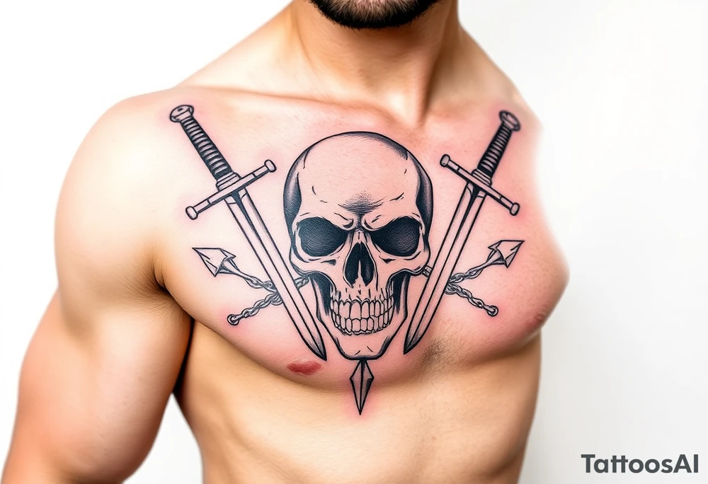 To Swords and a skull tattoo idea