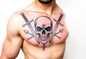 To Swords and a skull tattoo idea