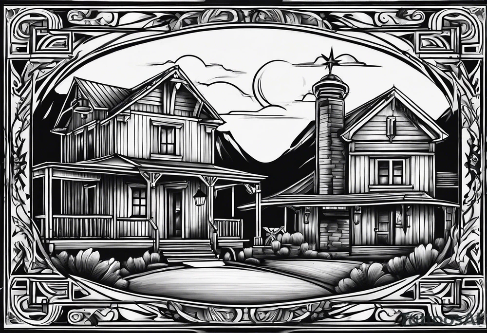 Country western cowboy saloon tattoo idea