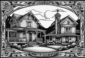 Country western cowboy saloon tattoo idea