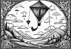 "Go Fly A Kite" spelled out in kite string tattoo idea