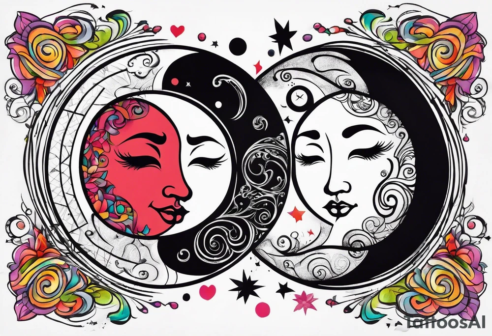 Ying yang sad face and happy face tattoo idea