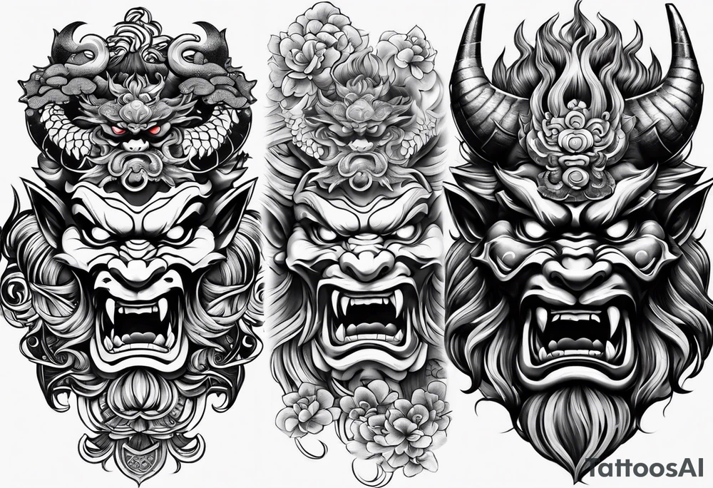 Japanese oni sleve tattoo idea