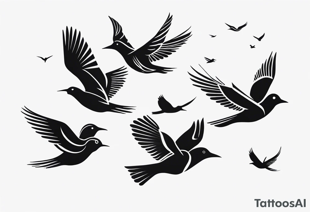 A flock of birds in flight tattoo idea