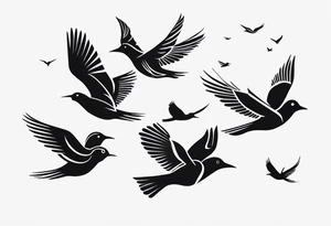 A flock of birds in flight tattoo idea