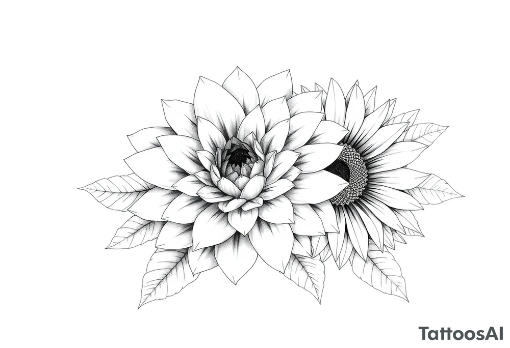 Chrysanthemum White Rose and sunflower combined tattoo tattoo idea