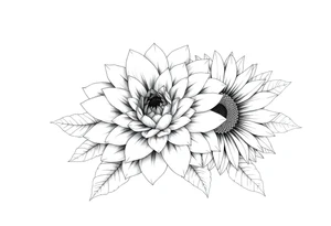 Chrysanthemum White Rose and sunflower combined tattoo tattoo idea