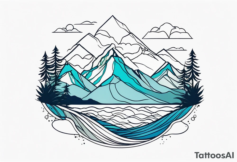 Mountains and ocean tattoo idea