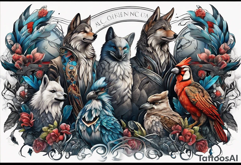 Alpha group of animals tattoo idea