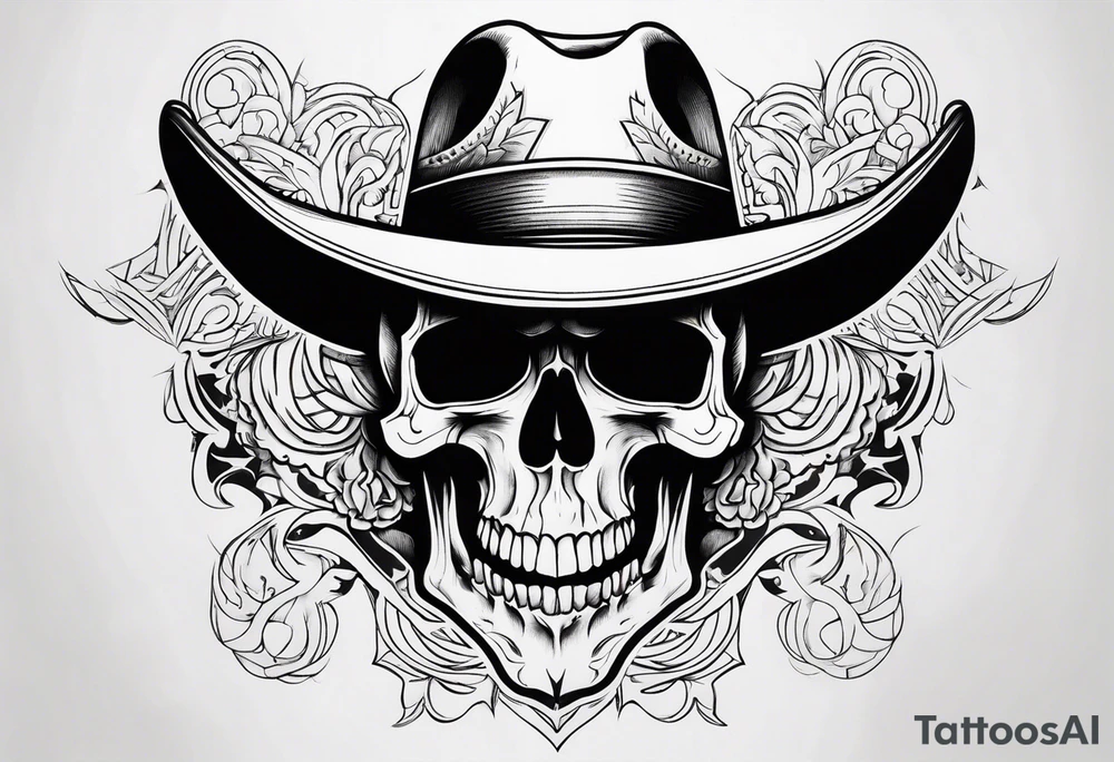 Screaming cowboy skull tattoo idea