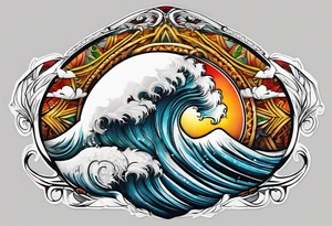 boat, sun, earth tattoo idea