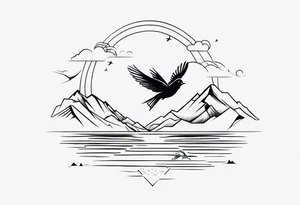 travel tattoo with bird elements tattoo idea