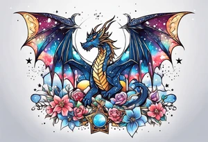 Constellation, wing , snow , cross , dragon cute tattoo idea