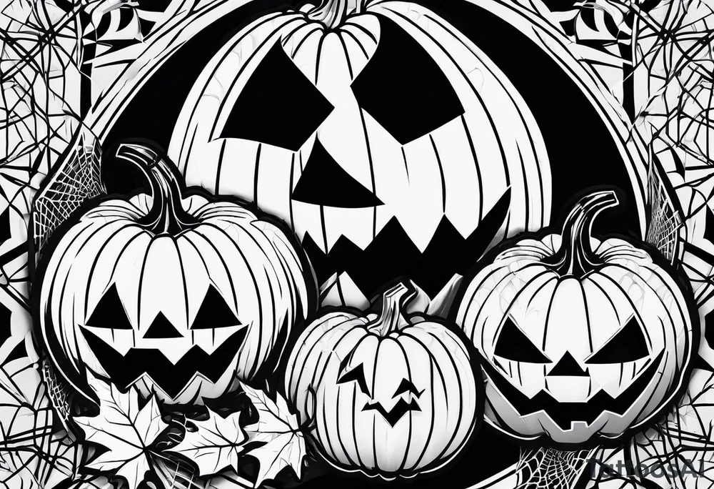 scary pumpkins with a spidernet in the background tattoo idea scary pumpkins with a spidernet in the background tattoo idea