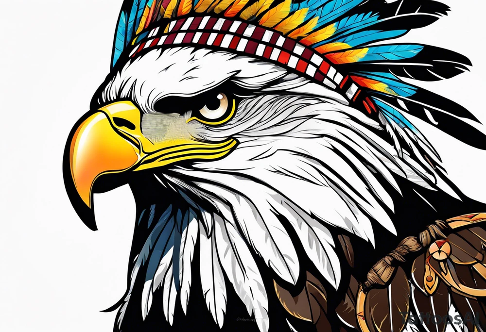 Eagle with native war bonnet tattoo idea