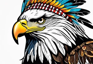Eagle with native war bonnet tattoo idea