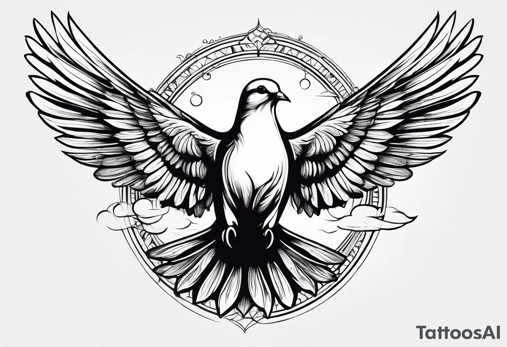 Dove flying horizontally tattoo idea