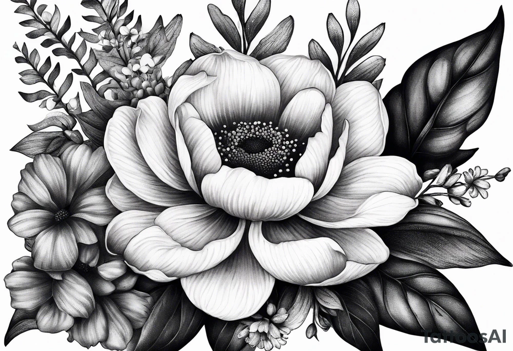 Birthflower bouquet tattoo with one July flower and two October flowers. tattoo idea