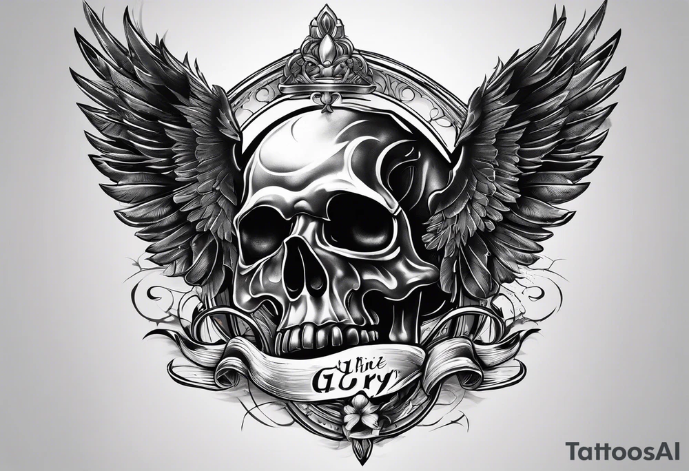 idea of pain for glory in life, discipline and catholic religion. Tattoo on the back. love to animals tattoo idea
