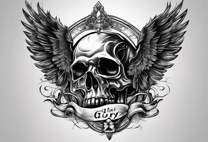 idea of pain for glory in life, discipline and catholic religion. Tattoo on the back. love to animals tattoo idea