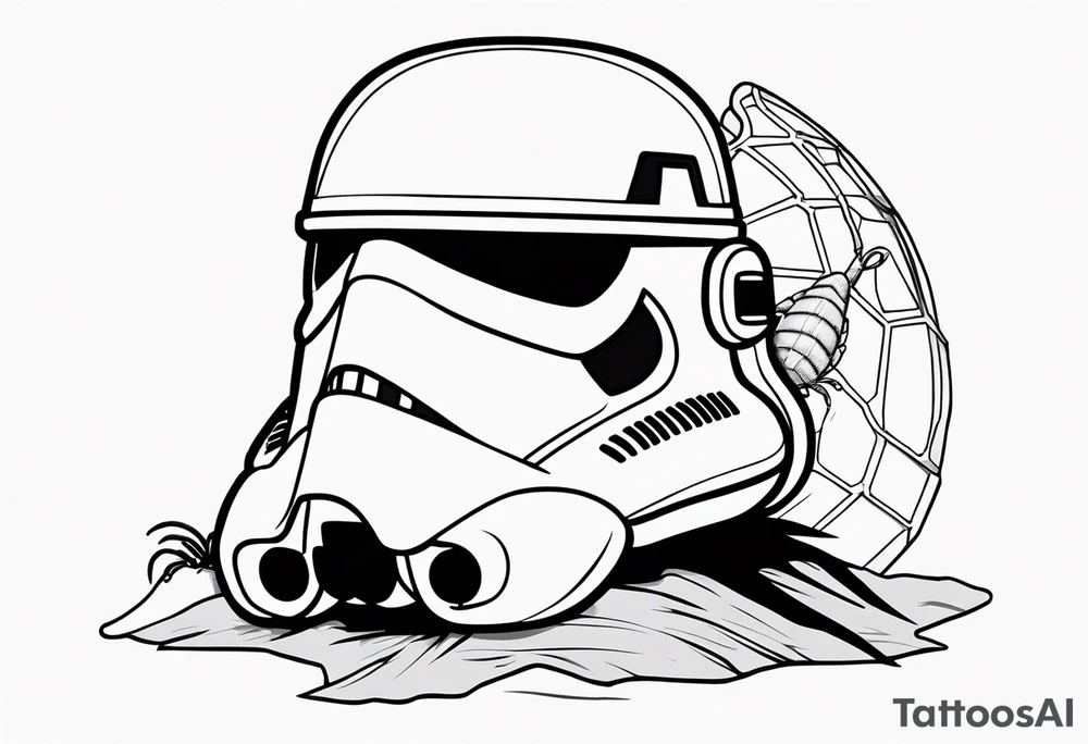 storm trooper helmet and a hermit crab tattoo idea