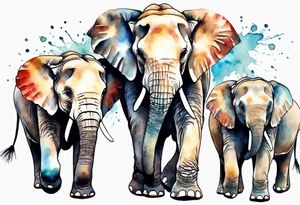 Family of elephants walking tattoo idea