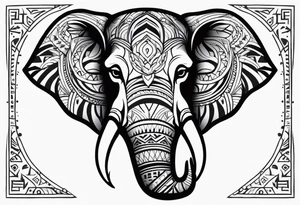 Tribal elephant face with patterns tattoo idea