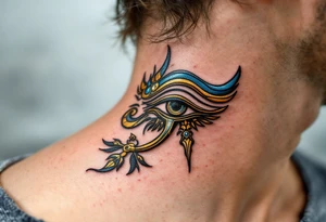 A black and gold Eye of Horus. tattoo idea