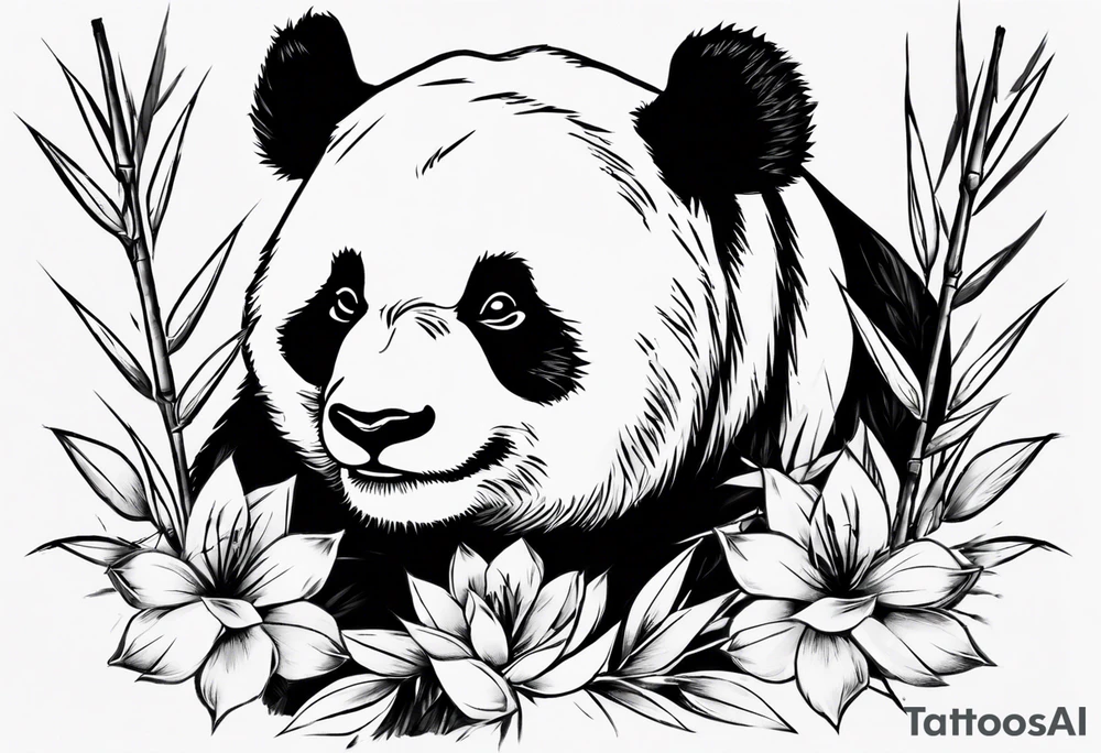Panda with bamboo tattoo idea