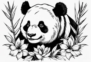 Panda with bamboo tattoo idea