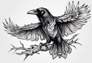 black raven facing me tattoo idea
