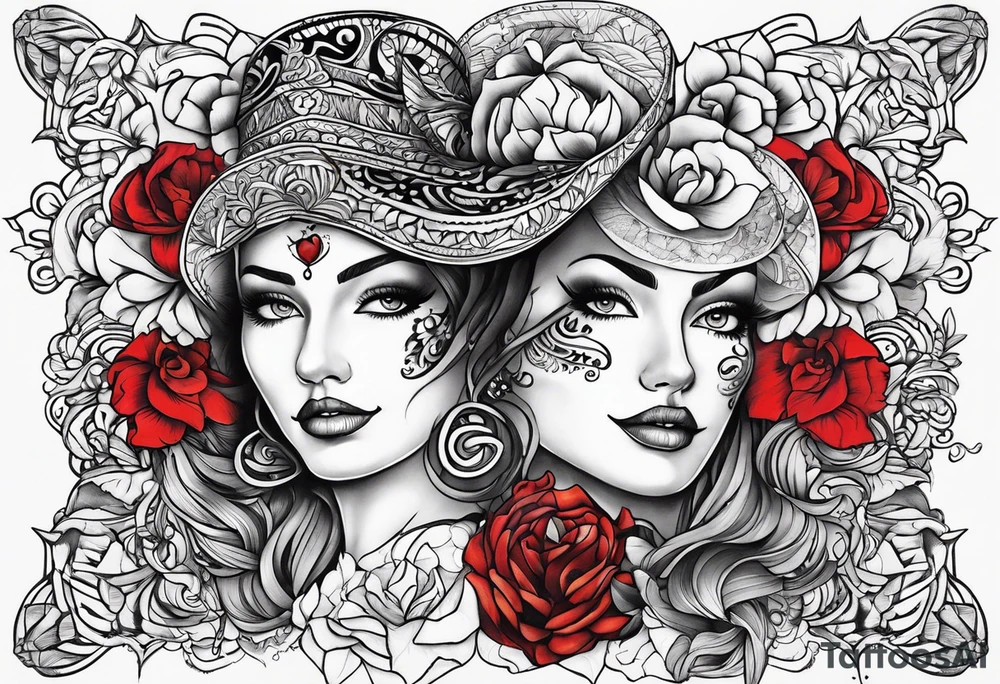 Couple's tattoos red head and mexican tattoo idea