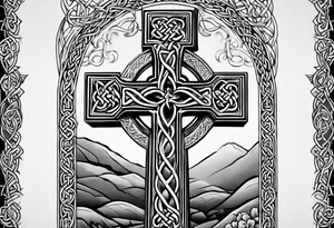Stone Celtic cross sitting on a stone tattoo idea