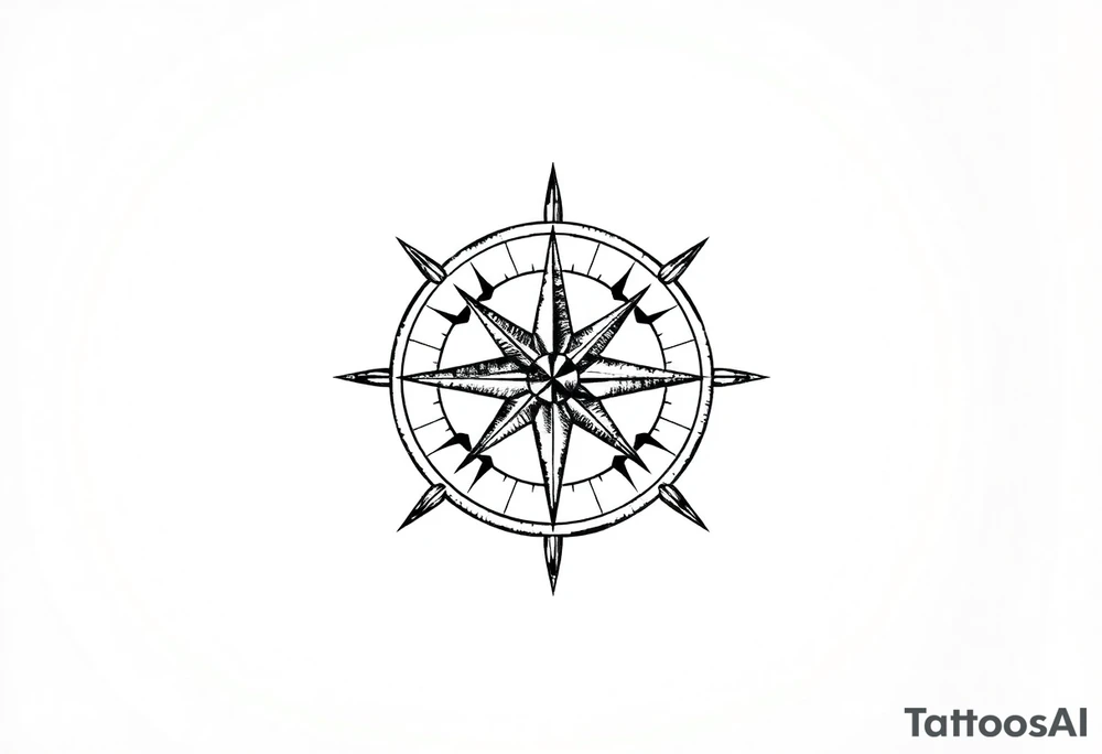 Simple Double layered compass rose tattoo idea