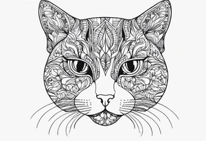 half face black and half face ginger cat tattoo idea