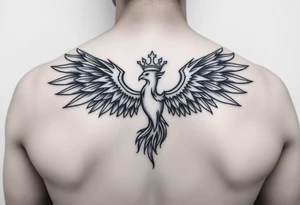 Minimal phoenix and crown tattoo idea
