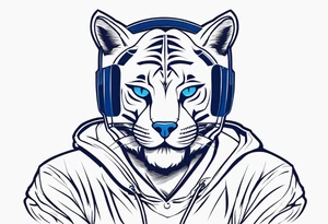 blue wildcat in football attire  morphing into jfootball game night half of the face is a black male school student tattoo idea