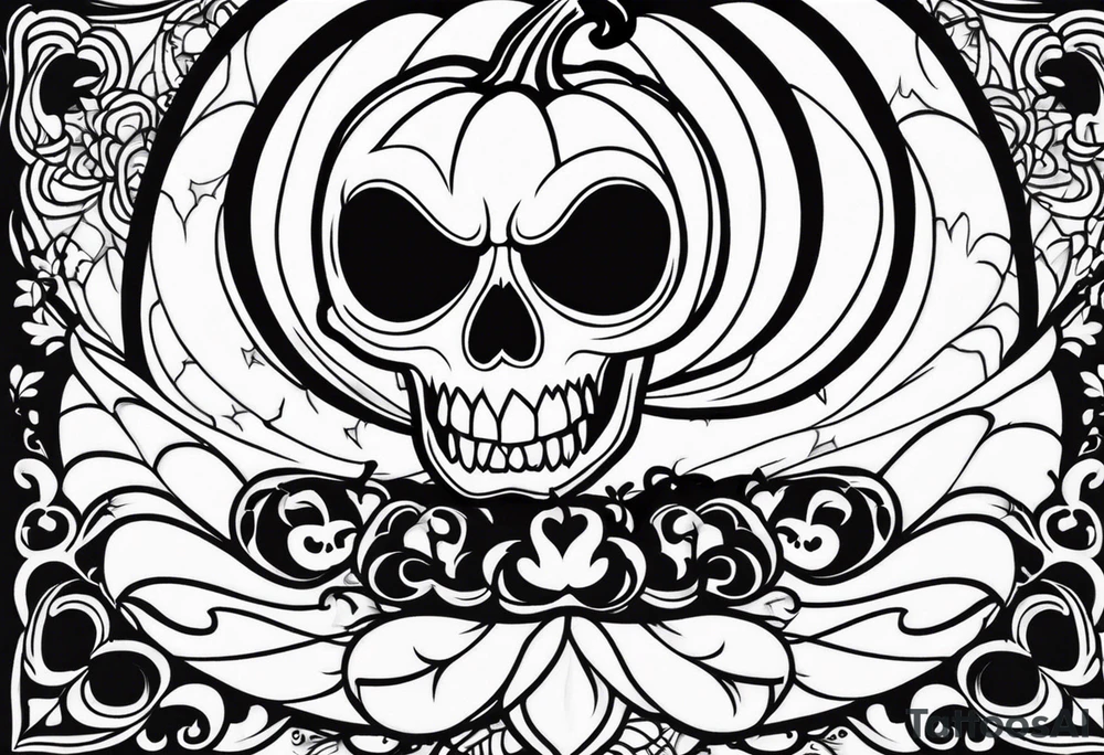 Anglais
dessine-moi un tatouage noir et blanc d'une citrouille avec une tête de mort qui fait peur
draw me a black and white tattoo of a pumpkin with a scary skull tattoo idea