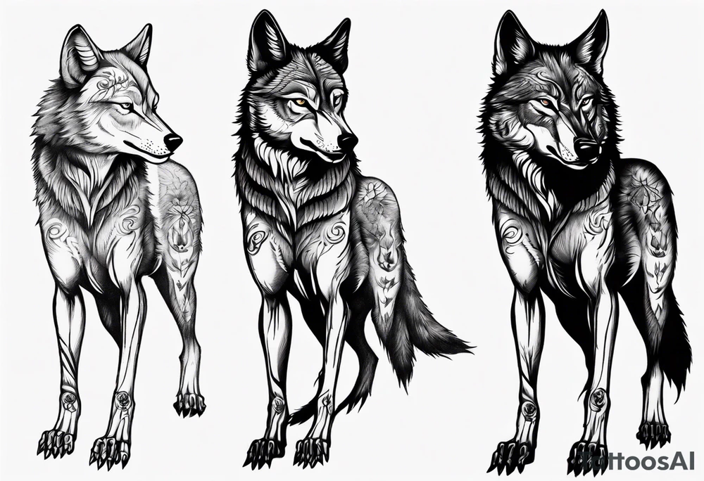 wolf standing on its hind legs tattoo idea