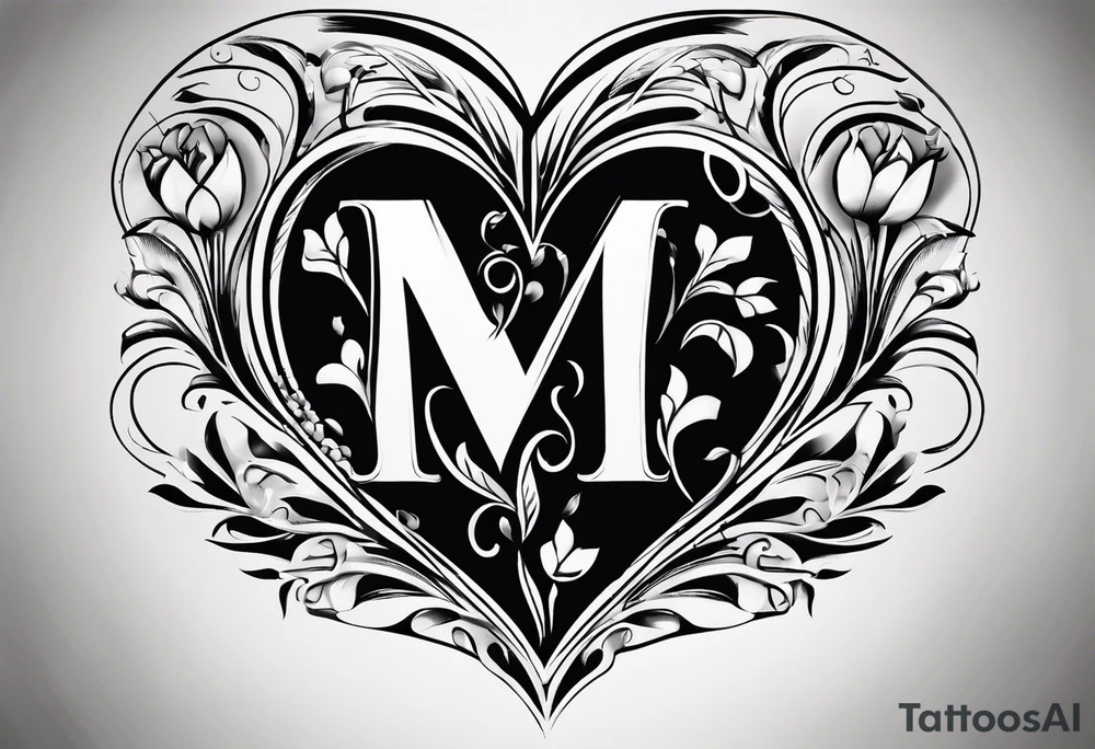 Simple Heart with the letters m and s inside tattoo idea