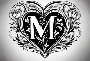 Simple Heart with the letters m and s inside tattoo idea